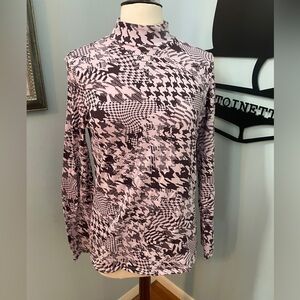 Anthropologie Graphic Black and Pink Long Sleeve Top